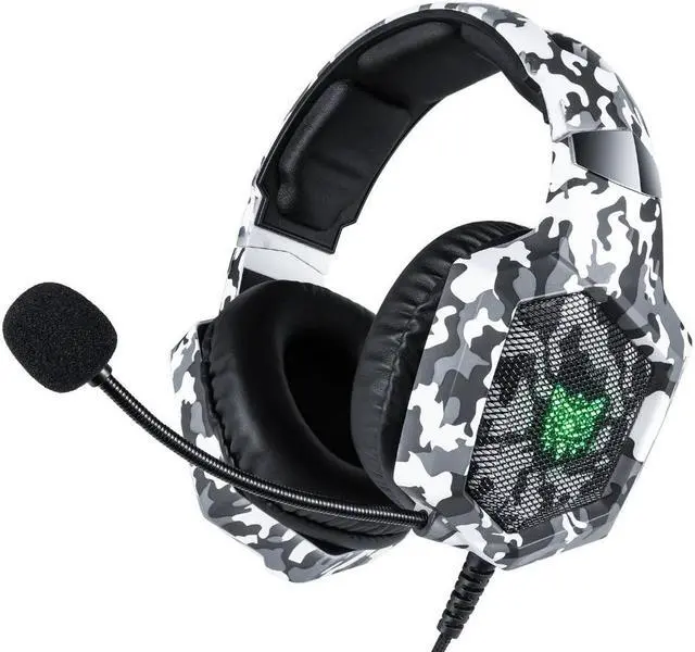 Alt view image 2 of 5 - K8 Gaming Headphones PS4 Headset Camouflage casque Wired PC Gamer Stereo with Micro LED Lights For XBox One/Laptop