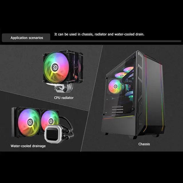 Alt view image 4 of 5 - 120mm/140mm Gorgeous PC Case Cooling Fan DRGB 4Pin PWM Chassis Cooler Computer components and hardware