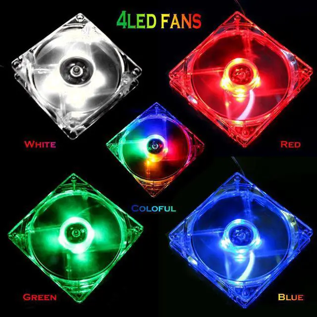 Alt view image 5 of 5 - 120mm Cooling Fan PC Computer Fan Quad 4 LED Light PC Computer Case Cooling Fan Mod Quiet Molex Connector Easy Installed Fan 12V