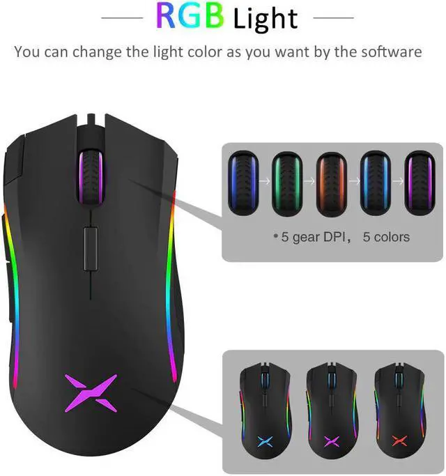 Alt view image 3 of 5 - M625 A3050 RGB Backlight Gaming Mouse 4000 DPI 1000Hz Report rate 7 Programmable Buttons USB Wired Mice for Computer Gamer
