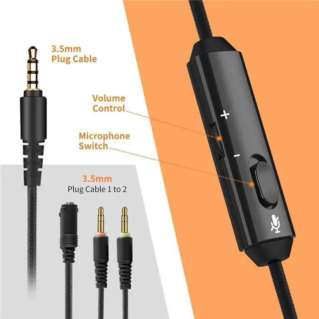 Alt view image 3 of 5 - NUBWO N16 3.5mm Gaming Headphones Music Headset Stereo Over Ear Wired Earphones With Microphone For PC PS4 Skype Xbox One