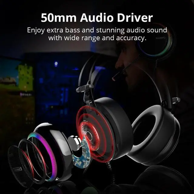 Alt view image 4 of 5 - Glary Gaming Headset PS4 Headset Virtual 7.1,USB Interface Wired PC Headphones for nintendo switch,Computer,Laptop