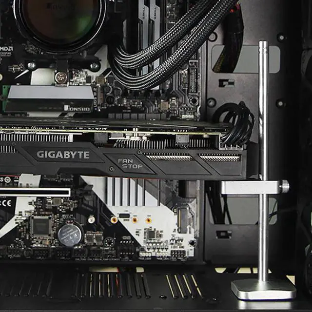 Alt view image 2 of 5 - 195mm Aluminum VC-2 Graphics Card Holder Jack Bracket Desktop PC Computer Case Video Card Water Cooling Kit Support Stand