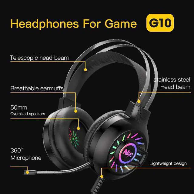 Alt view image 3 of 5 - Headphones Wired Professional Gaming Headset Studio Dynamic Headphone With Microphone 7.1 USB Audio Surround Sound Headset