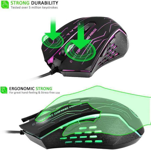 Alt view image 4 of 5 - Computer Gaming Mouse 1800 DPI Backlit Ergonomic Design Macro Program Mice For Laptop Desktop Gamer Computer Mice