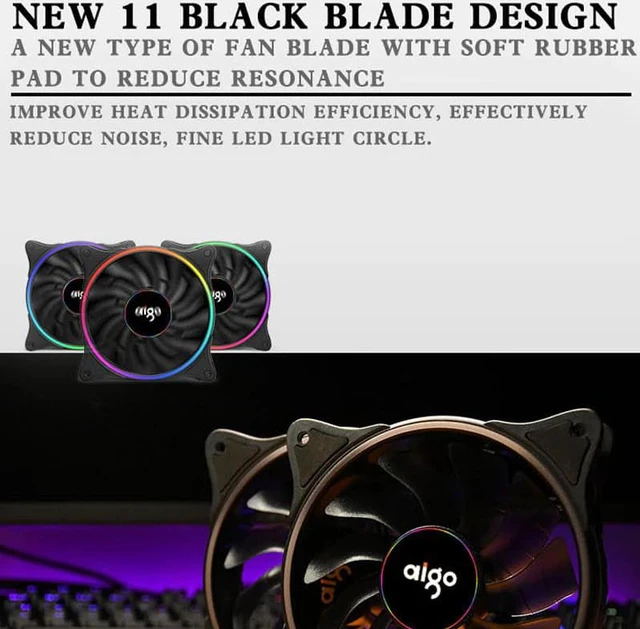 Alt view image 3 of 5 - V1 Radiator Cooler 120mm Case Fan Cooling LED For PC Fan 12V Cooling Fan Double Ring Quietly cooler cooling Computer fan
