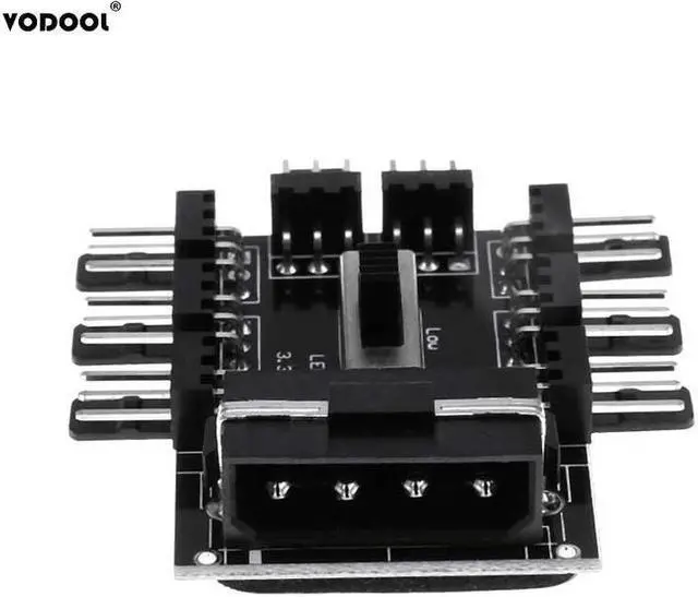 Alt view image 5 of 5 - DIY 4Pin/3Pin 8 Way 12V SATA Computer Case Cooling Cooler Fan Radiator Hub Plate Support Water Cooling Pump Cable Switch