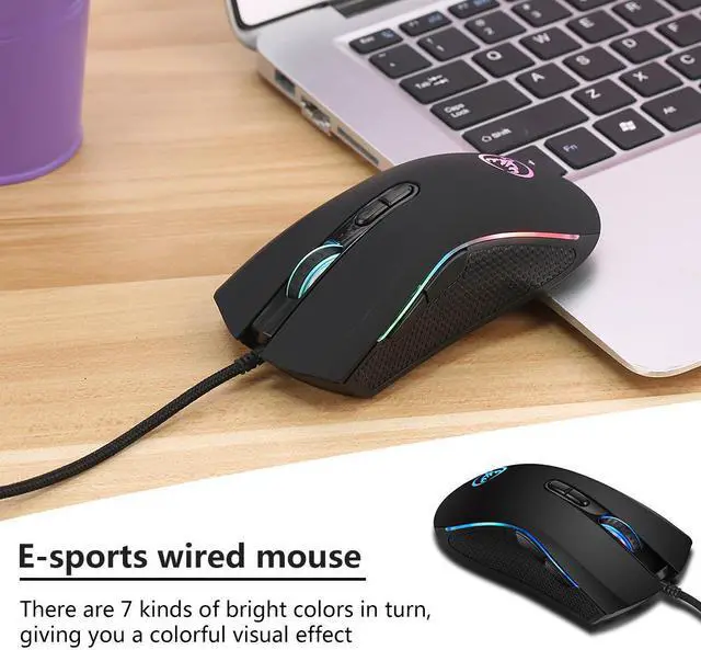 Alt view image 2 of 5 - USB Professional Gaming Mouse Wired/Wiredless 3200DPI 7 Bright Colors RGB LED Backlit Gaming Mouse for PC Laptop LOL CS