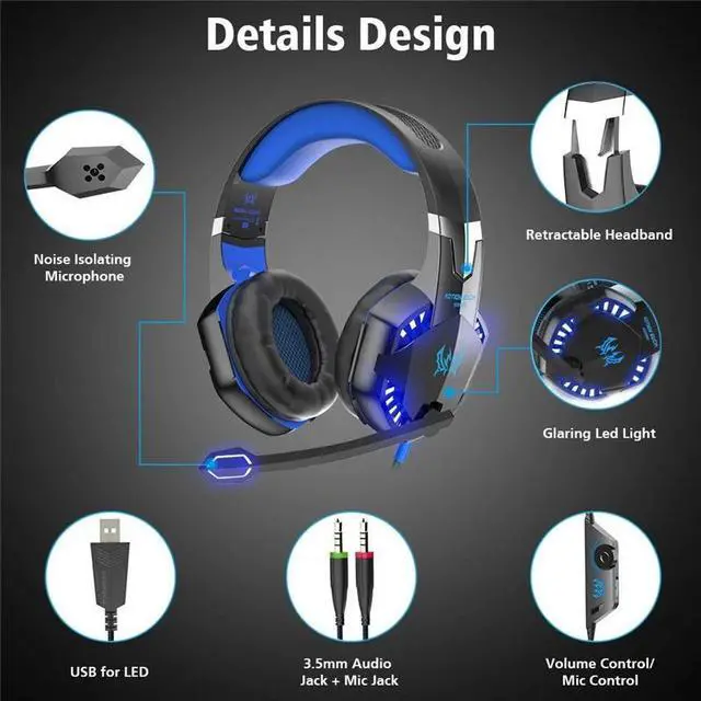Alt view image 4 of 5 - Led 3.5mm Earphone Gaming Headset With Microphone Mic Gamer PC PS4 Game Stereo Gaming Headphone With Microphone For Computer