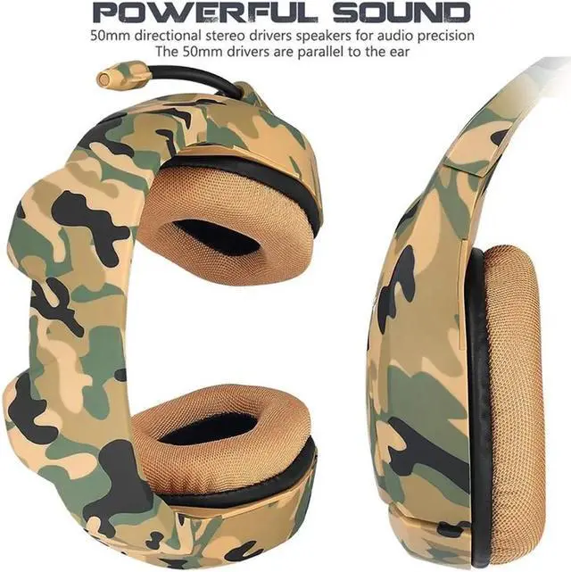 Alt view image 4 of 5 - Camouflage Headphones For Ps4 Switch Game Wired Headphones Mobile Computer Headset Gaming Headphones