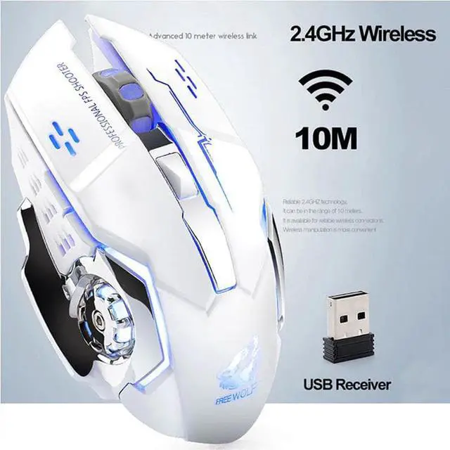 Alt view image 3 of 5 - 2.4G Wireless Silent Gamer Mouse LED Backlit USB Optical Ergonomic Rechargeable Gaming Mouse for PC Notebook Gamer Mouse