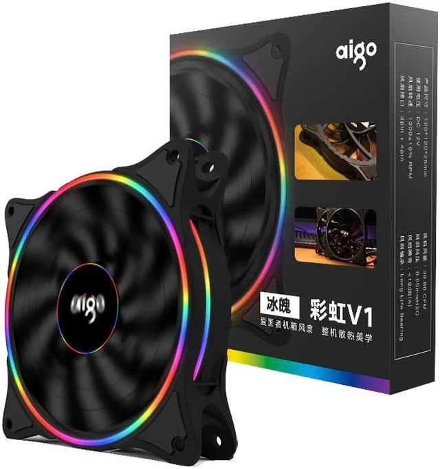 Alt view image 4 of 5 - V1 Radiator Cooler 120mm Case Fan Cooling LED For PC Fan 12V Cooling Fan Double Ring Quietly cooler cooling Computer fan
