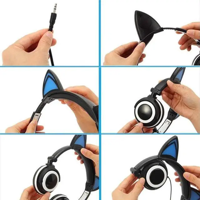 Alt view image 3 of 5 - Glowing Light Cat Ear Headphones Stereo Cat Earphones 3.5mm Wired Gaming Headset for PC Gamer Mobile Phone SP4 New XBOX Tablet