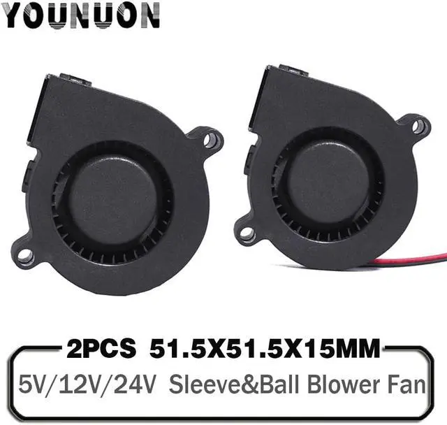 Main image of 2PCS 5015 50mm DC 24V 12V 5V 2Pin Ball/Sleeve Bearing Brushless Cooling Turbine Blower Fan 50mm x 15mm Blower Cooler Fan