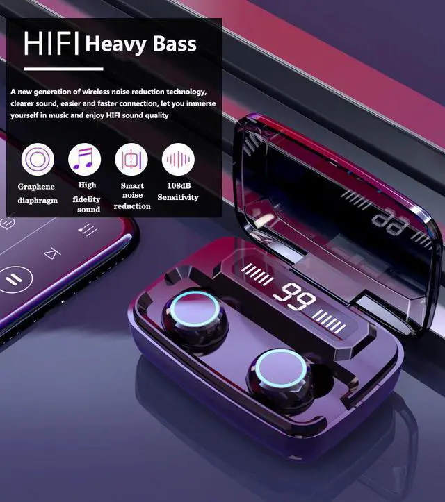 Main image of Bluetooth Earphones Wireless Headphones Noise Cancelling Gaming Deep Bass Sports Wireless Earphone