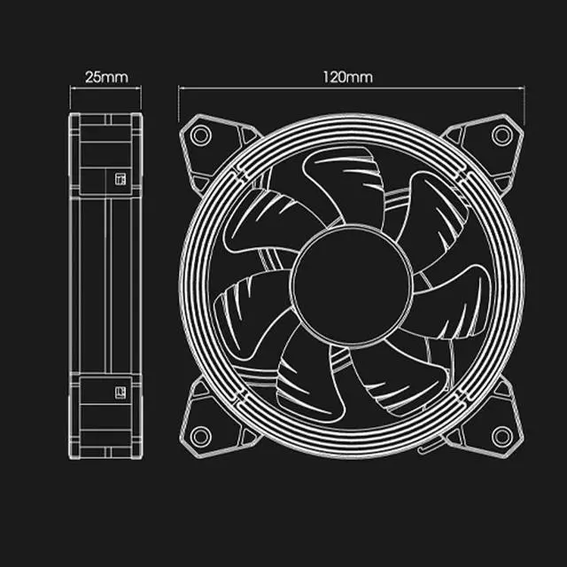 Alt view image 5 of 5 - CF11PRO Cooler Computer Case Cooling Fan RGB 120mm Fan Adjust 12V Quiet IR Remote Fan Aura Sync Cooler Cooling PC Case Fan