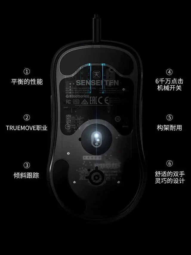 Alt view image 3 of 5 - Sensei Ten Gaming Mouse 18,000 CPI TrueMove Pro Optical Sensor 8 Buttons Mechanical Switches RGB Lighting