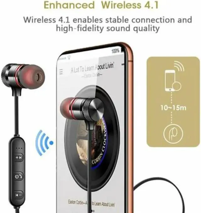Alt view image 3 of 5 - Earbuds Metal Earphones With Mic Magnetic Bluetooth Earphone Sports Neckband Wireless Gaming Headset  For IPhone