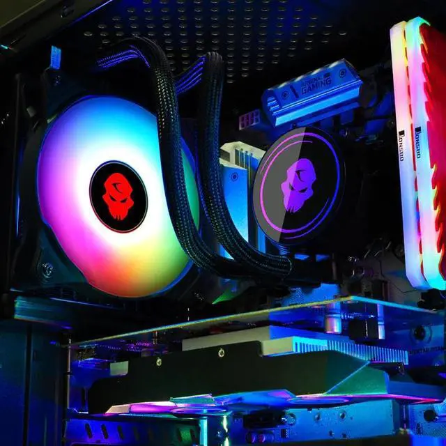 Alt view image 4 of 5 - One-Piece PC Water Cooler Heatsink 240 + Pump Kit Double row RGB quiet fan Radiator For Intel AMD