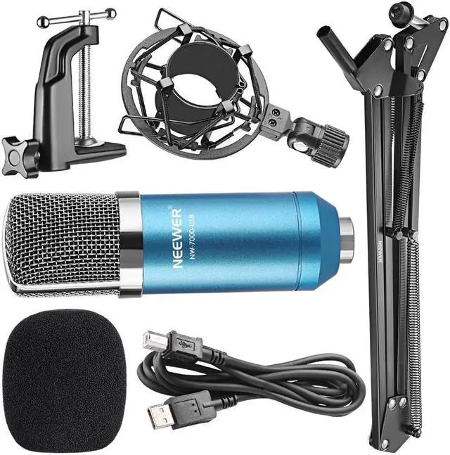Alt view image 2 of 5 - usb microphone for Windows and Mac with suspension scissor arm stand Shock Mount and table mounting clamp kit for Sound