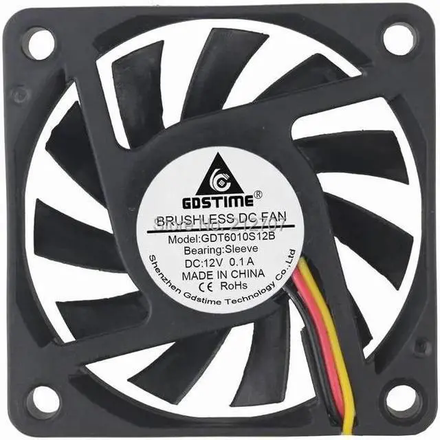 Alt view image 3 of 5 - 10pcs/set  DC 12V 3Pin 6010 60x60x10 60mm Mini Motor Cooling Cooler Fan