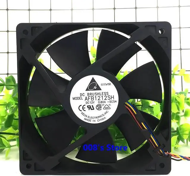 Alt view image 4 of 5 - CPU Cooler Fan For PC Server AFB1212SH -F00 3 Pins/-5C54 4 Pins 120MM 120*120*25mm 12V 0.80A PWM Cooling 3400RPM 113CFM