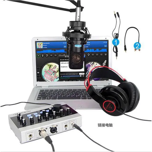 Alt view image 5 of 5 - U16K MK3 USB Audio Recording Interface Microphone External USB Sound Card Amplifier w/RCA Cable for cellphone PC Laptop