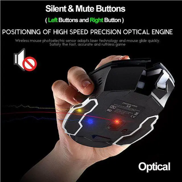 Alt view image 4 of 5 - 2.4G Wireless Silent Gamer Mouse LED Backlit USB Optical Ergonomic Rechargeable Gaming Mouse for PC Notebook Gamer Mouse