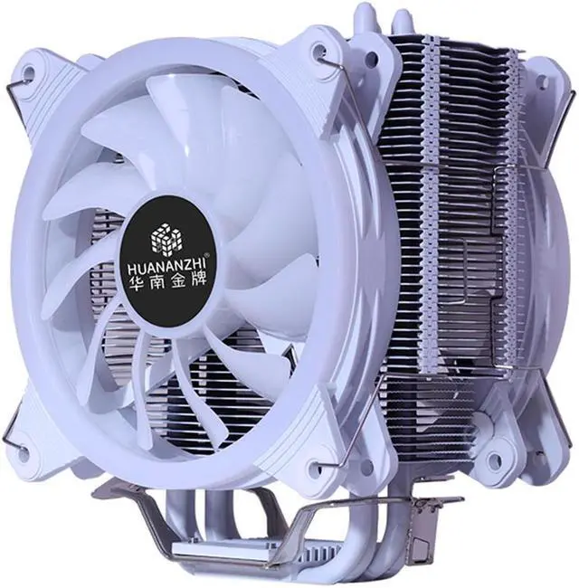 Alt view image 5 of 5 - A600 4 Copper Heat Pipe LED CPU Cooler Cooling Fan Radiator Quiet Dual Fan Cooler Heatsink