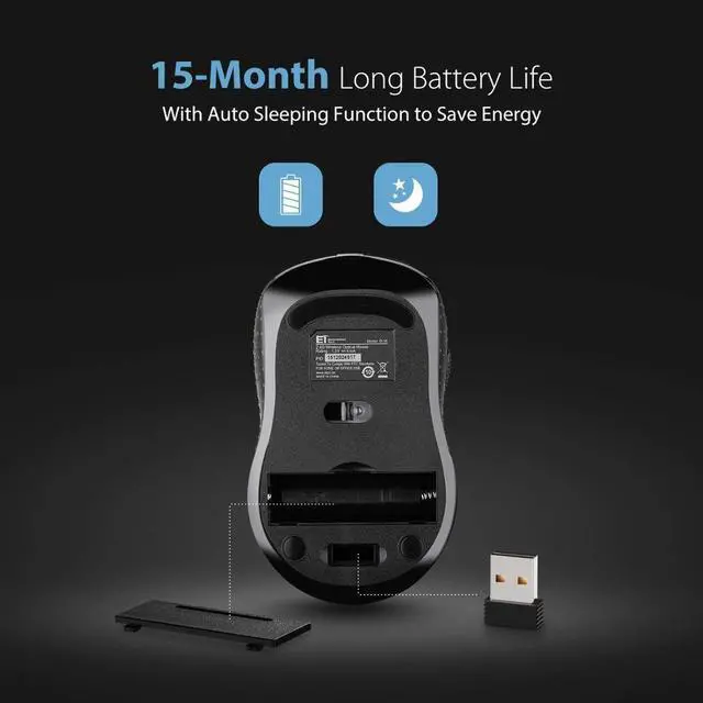 Alt view image 5 of 5 - Wireless 2.4G USB Optical Mouse Computer Gaming Mouse with Ergonomic 2400DPI 6 Buttons for Laptop Notebook PK Pictek