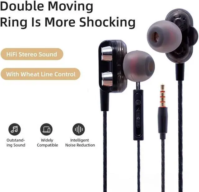 Alt view image 4 of 5 - Wired Earphone Gaming 4D Stereo Sound Mobile Phone 3.5mm Headset In Ear HD Mic Earbuds Noise Reduction For  P30 Pro