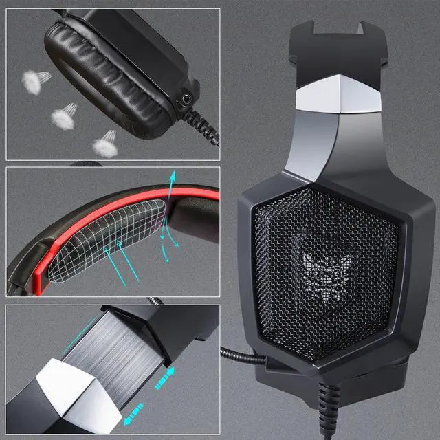 Alt view image 3 of 5 - K8 PS4 Gaming Headphones casque PC Stereo Gaming Headset with Microphone LED Light for Laptop Tablet/Xbox One Gamer