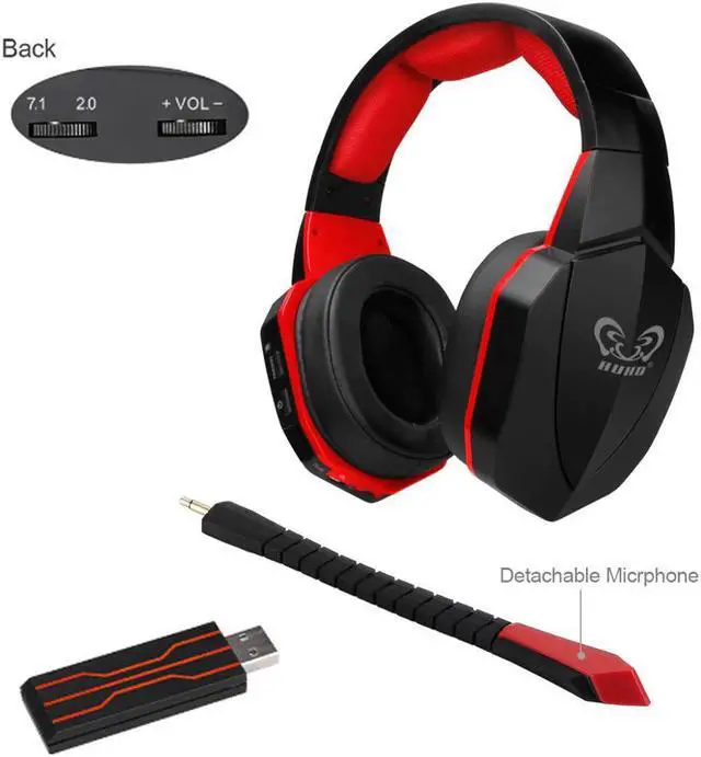 Alt view image 3 of 5 - Wireless Headphones PC Gamer Headset USB 7.1 Virtual Surround Sound Stereo Bass Gaming Headphone with Mic no delay for game