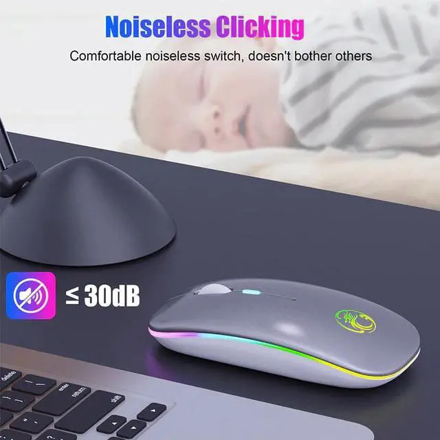Alt view image 4 of 5 - i RGB Rechargeable Bluetooth Mouse Wireless Silent USB Ergonomic Light Mouse Gaming Optical PC  for Laptop LED Backlit