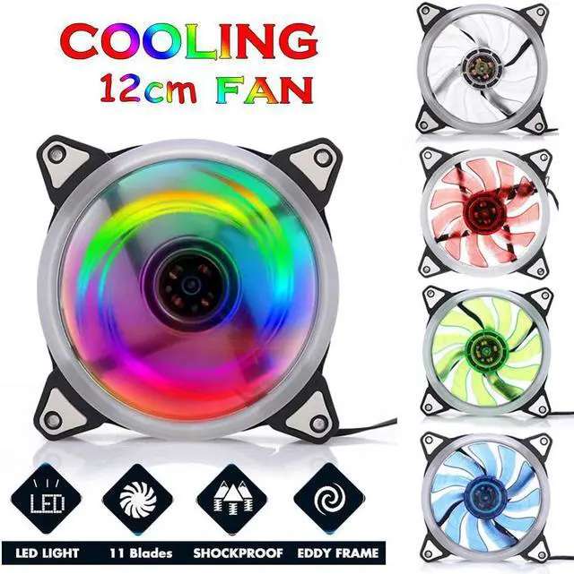 Alt view image 2 of 5 - 120mm Cooling Fan PC Computer Fan Quad 4 LED Light PC Computer Case Cooling Fan Mod Quiet Molex Connector Easy Installed Fan 12V