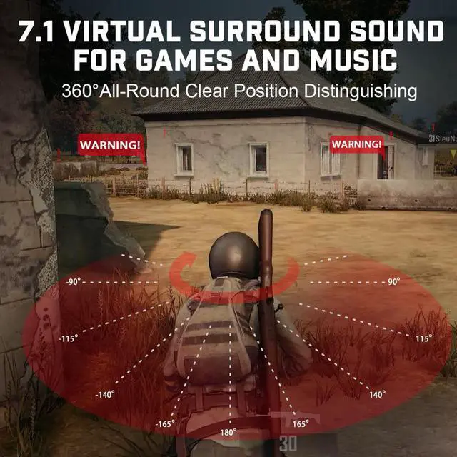 Alt view image 4 of 5 - E900-Pro Virtual 7.1 Gaming Headset Deep Bass Over-Ear Headphones With Pluggable Mic Noise Isolated For PC/Phone/PS4/XBox