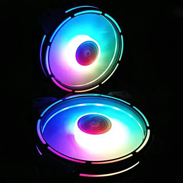 Alt view image 4 of 5 - 120MM Round RGB CPU Cooling Fan+Remote Control set double aperture LED glowing PC Case Chassis Water Cooled silent Fans
