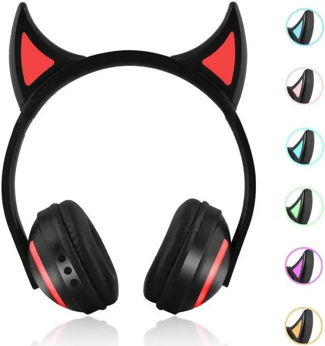 Alt view image 2 of 5 - LED 7 Colors light Bluetooth Stereo headphones wireless Cat Ear Headphones Flashing Glowing cat ear Gaming Headset Earphone
