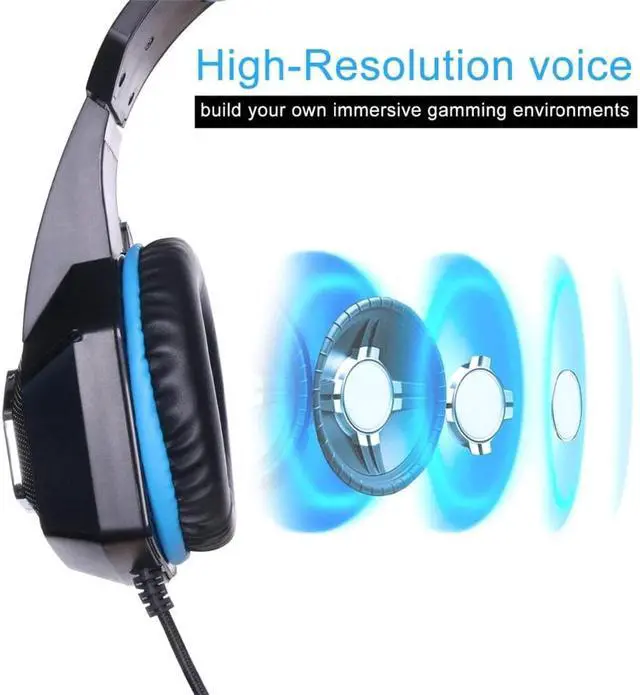 Alt view image 3 of 5 - V1 Gaming Headset Stereo Bass Heaphone With Mic LED Light for PS4 Xbox One PC+5000DPI 6 Buttons Pro Gaming Mouse
