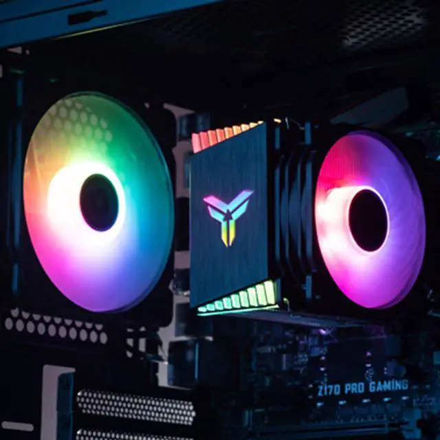 Alt view image 4 of 5 - CR1400 PWM 4Pin 12V PC LED Fan Cooling RGB 4 Heat-pipes CPU Cooler Radiator Computer CPU Cooler Fan