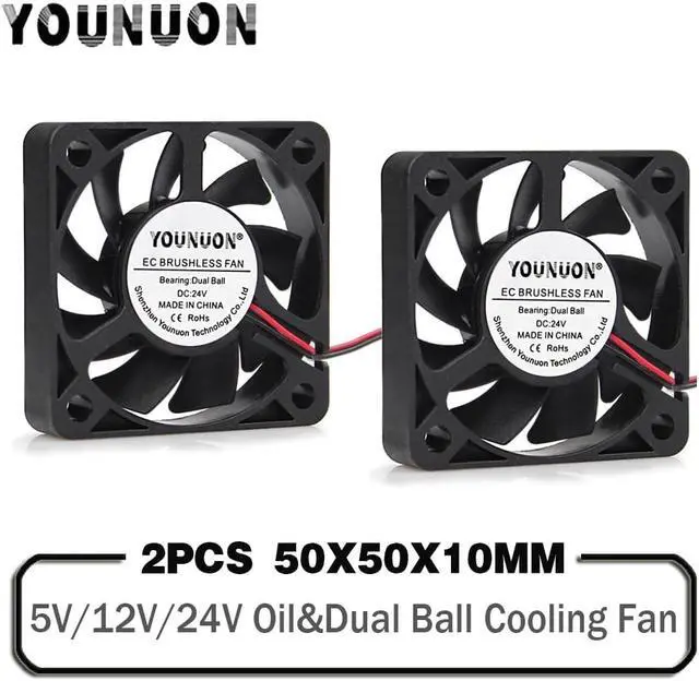 Main image of 2 Pieces DC 24V 12V 5V 50MM 5010 Cooling Fan 2Pin 3PIN Ball Bearing Computer Case CPU Cooler Cooling Fan 50x50x10mm Cooler Fan