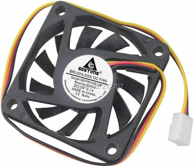 Alt view image 2 of 5 - 10pcs/set  DC 12V 3Pin 6010 60x60x10 60mm Mini Motor Cooling Cooler Fan