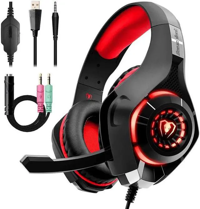 Alt view image 3 of 5 - GM-1 Gaming Headphone with Mic LED Light Stereo Game Headset 3.5MM Wired USB Headband Headphones For PC/PS4 Gamers
