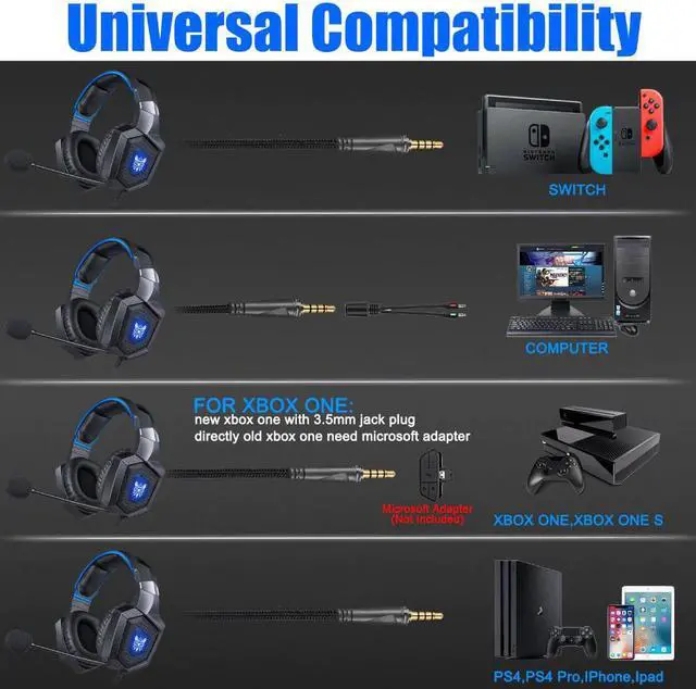 Alt view image 4 of 5 - K8 Gaming Headphones PS4 Headset Camouflage casque Wired PC Gamer Stereo with Micro LED Lights For XBox One/Laptop