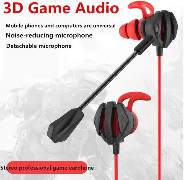 Alt view image 2 of 5 - 1.2m Wired Earphone Gaming Earbuds E-Sports Noise Cancelling In-Ear Earphones With Bendable Mic Stereo For Phone PS4 Xbox Switch