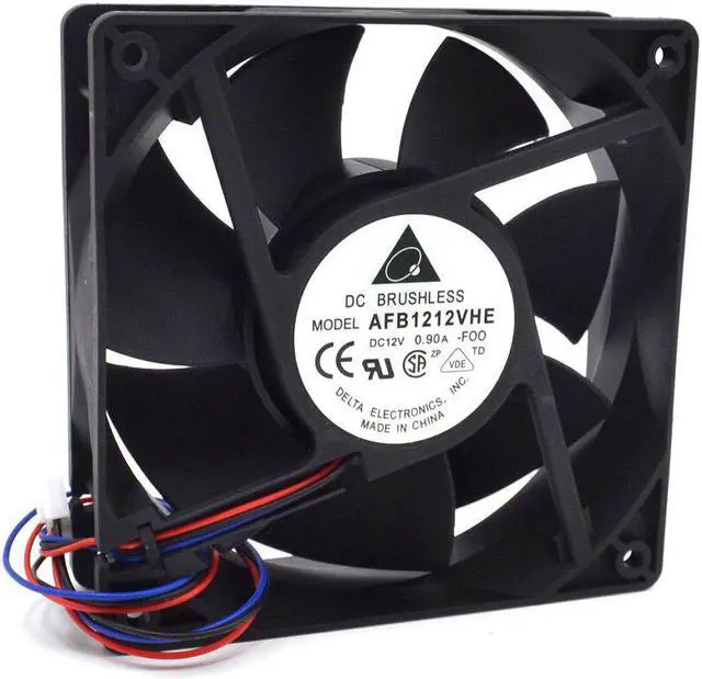 Main image of new Delta AFB1212VHE -F00 signal 120mm 12cm DC 12V 0.90A 3-pin server inverter axial blower cooler cooling fan