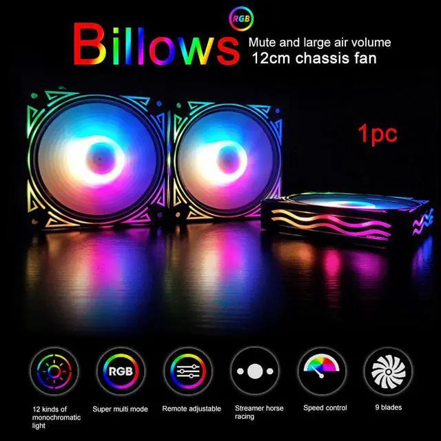 Alt view image 4 of 5 - 12cm Desktop Computer 12V 6Pin CPU Silent PC Case Fast Hydraulic Bearing Color Changing RGB Cooling Fan Heatsink Control Box