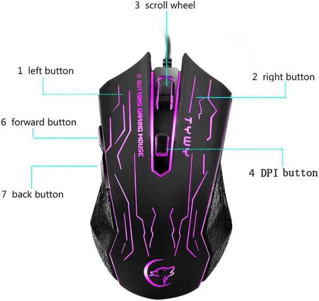 Alt view image 3 of 5 - Computer Gaming Mouse 1800 DPI Backlit Ergonomic Design Macro Program Mice For Laptop Desktop Gamer Computer Mice