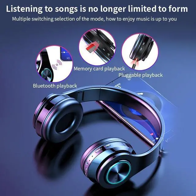 Alt view image 3 of 5 - T6 Wireless Headphones Sports Noise Cancelling 3D Stereo Bluetooth Wireless Headphones Foldable HIFI Gaming Headset