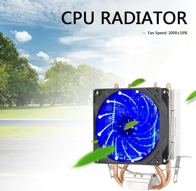 Alt view image 5 of 5 - 9cm CPU Cooling Fan CPU Cooler Master 2 Heat Pipes Ultra Silent Desktop LED Cooler Radiator  for Desktop PC Computer